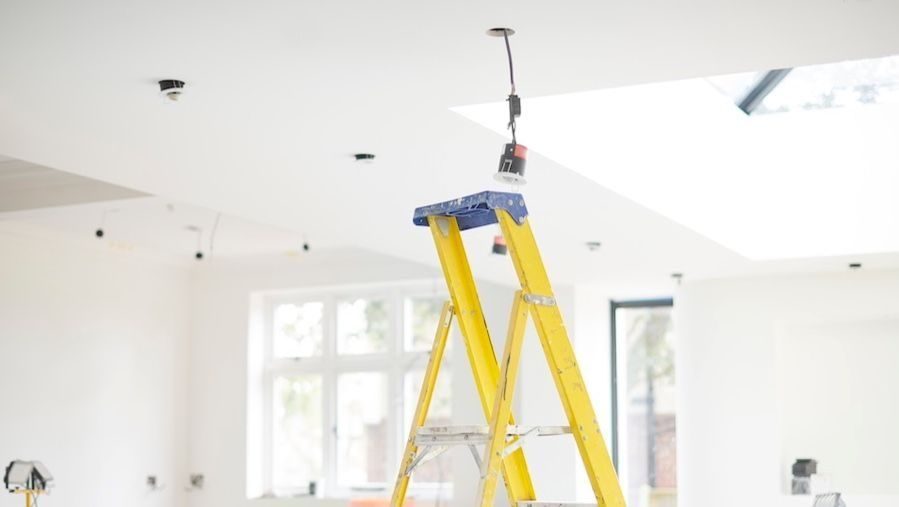 Ladder leading up to lighting.