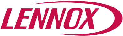 Lennox logo in red with a curved swoosh