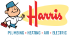 Harris plumbing logo featuring a cartoon plumber.