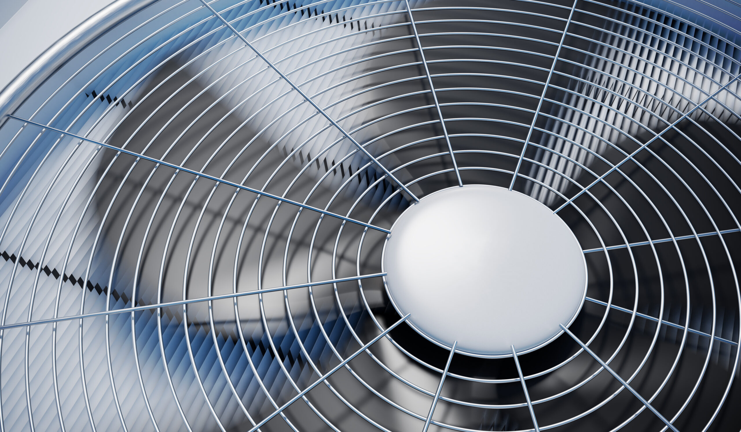 Close up view on HVAC units (heating, ventilation and air conditioning). 3D rendered illustration.