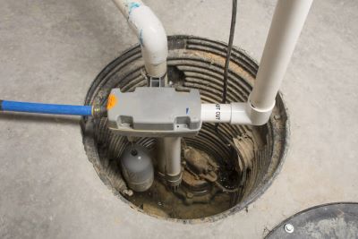 Sump pump open for maintenance