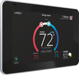 Close up of Lennox smart thermostat set to 72 degrees