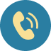 Phone handset icon with signal waves on a blue circular background (call action)