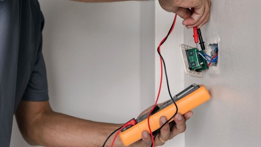 Harris conducting electrical inspection.